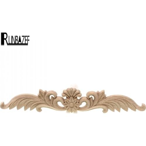 RUNBAZEF European Style Wood Door Decals Furniture Decorative Applique Flower Long Pass Corner Mini Crossbow Home Decoration