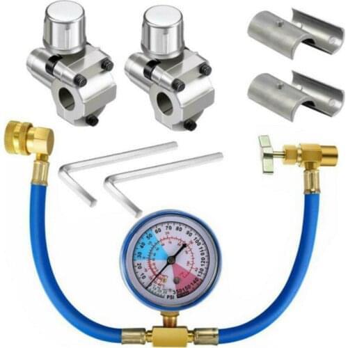 R134A Car Air Conditioning Refrigerant Retrofit Valve Kit Hose Refrigerant Tap with Gauge Car Accessories
