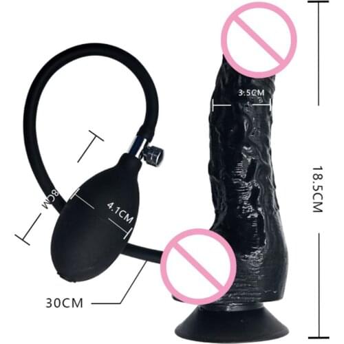 Realistic Inflatable Dildo with Suction Cup Release Button Pump Expandable Massager Sex Toy for Women Men
