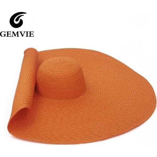 GEMVIE Oversized Large Beach Hat Wide Brim Summer Straw Hat For Women 2020 New Lady Sun Hat For Travel Photo