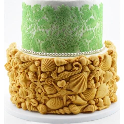 Lovely Conch Starfish Shell Fondant Cake Silicone Mould Cake Surrounding Decoration Silicone Mould DIY Baking Tools