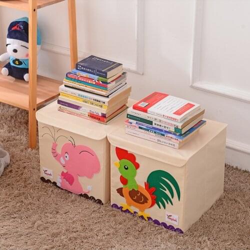New Cartoon Animal Embroidery Folding Storage Box Washed Oxford Cloth Wardrobe storage bag kid toys