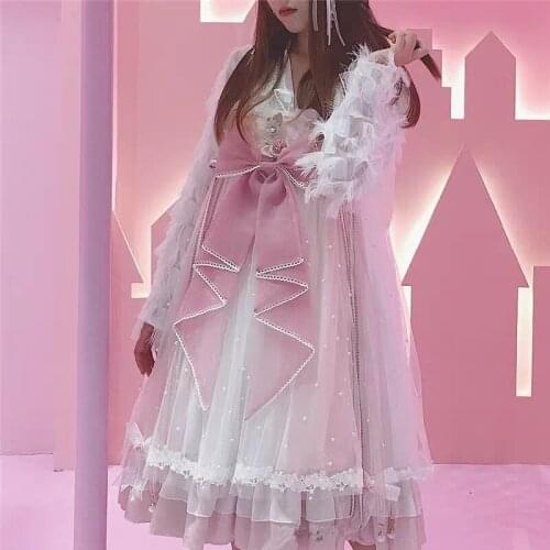 Preppy style student Hanfu retro sweet lolita sets dress + top victorian printing kawaii girl loli cos gothic lolita kimono