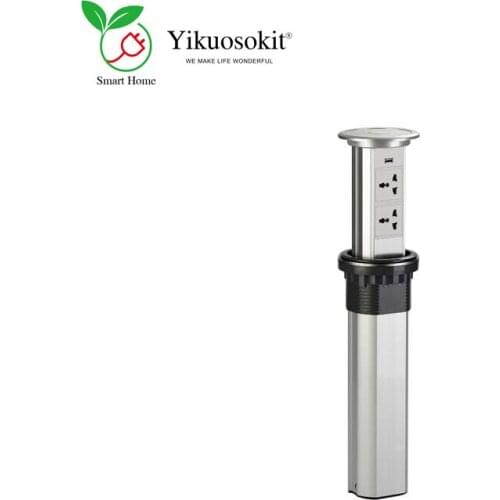 Hot Sales Universal Socket 5V 2.1A USB Charging Port Sliver Tabletop Hidden Power Socket Electrical Pop Up Outlet CE Rohs