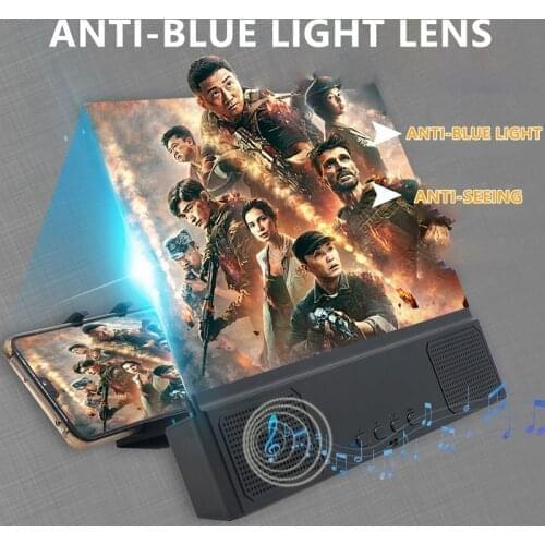 Universal 12inch Mobile Phone Screen Magnifier 3D HD Video Amplifier Bluetooth Speaker Smartphone Stand Enlarged Desktop Bracket