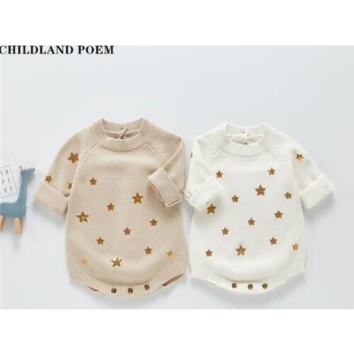 Knitted Baby Clothes Newborn Baby Girls Boys Romper Clothes Infant Baby Romper Sweater Baby Jumpsuit Overalls Toddler Knitwear