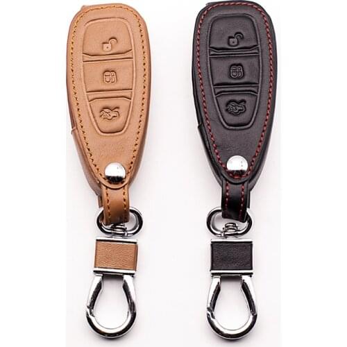 High quality 3 button leather car remote control key case for Ford Focus 3 classic design MK3 Kuga Fuga ST RS dust collector
