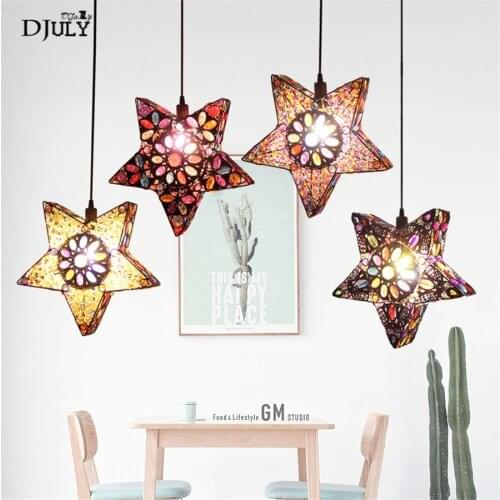 Southeast Asia Handmade starfish pendant lights for dining room coffee store bar country loft decor led hanging lamp fixtures