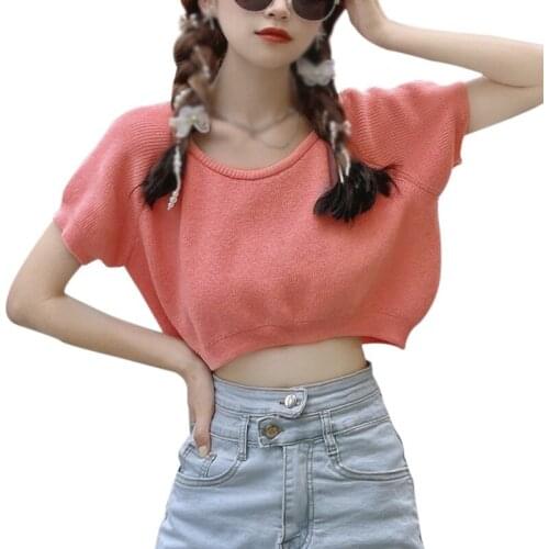 Women Casual Loose T Shirt Round Collar Tops Fashion Short Sleeved Top Loose Slimming Tee