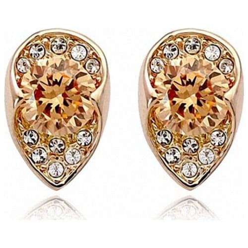 DANS ELEMENT Real Big Brand Austrian Crystal Fashion Stud Earrings for Women Heathy Anti Allergies #RA12481