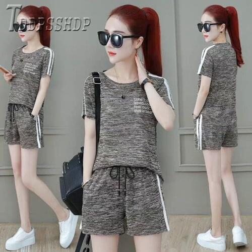 2020 New Summer Loose Plus Size Women Sets T Shirt And Shorts Female Sets