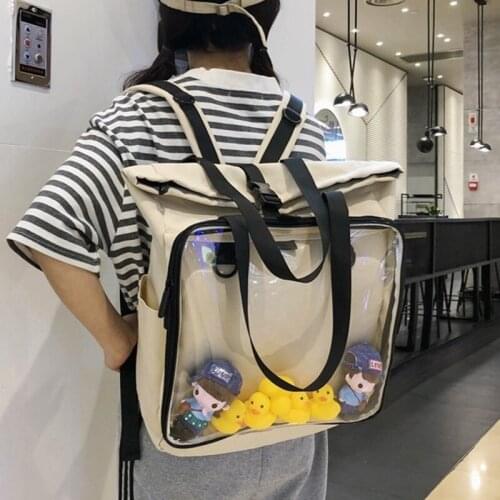 DIY Anime Itabag Kawaii Backpack Clear Pocket for Women Large Capacity Girls Transparent Shoulder Ita Bags Transparent Backpacks