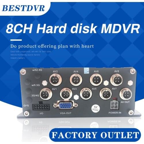 Ahd 1080 hard disk 8CH mdvr built in super capacitor truck / school bus local playback monitoring host supports Russian