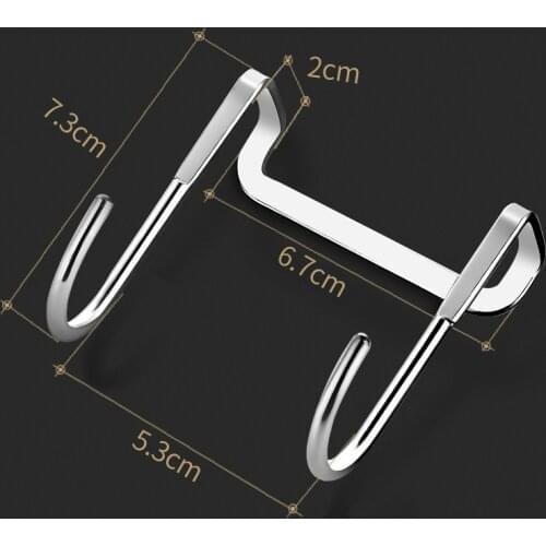 1PC S-type Door Hanger Hook Stainless Steel Free Punching Cabinet Door Without Trace Clothes Hook Door Back Wall Mounted Hooks