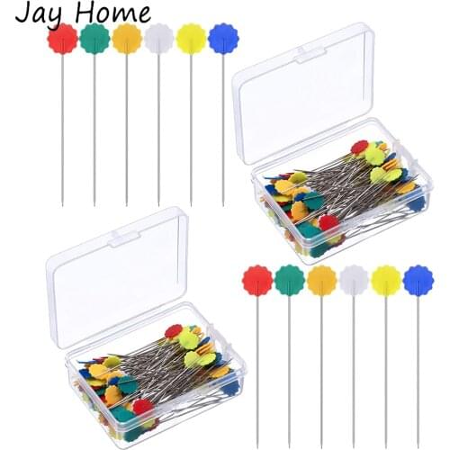 100PCS Flower Head Sewing Pins Colorful Flower Head Quilting Pins Multi-Color Decoration Flat Pins for Sewing DIY Projects