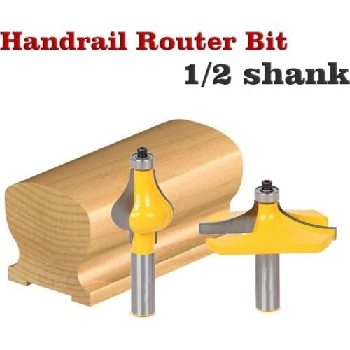 2 Bit 1/2" Shank Handrail Router Bit Set - Standard/Flute Line knife Woodworking cutter Tenon Cutter for Woodworking Tools