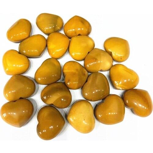 30mm hand carved healing crystals crafts natural yellow mookaite crystals heart stone for gift