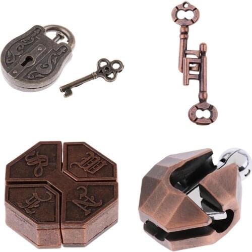 4pcs Classic Lock Puzzles Brain Teaser Christmas Toy Gift For Kids Children
