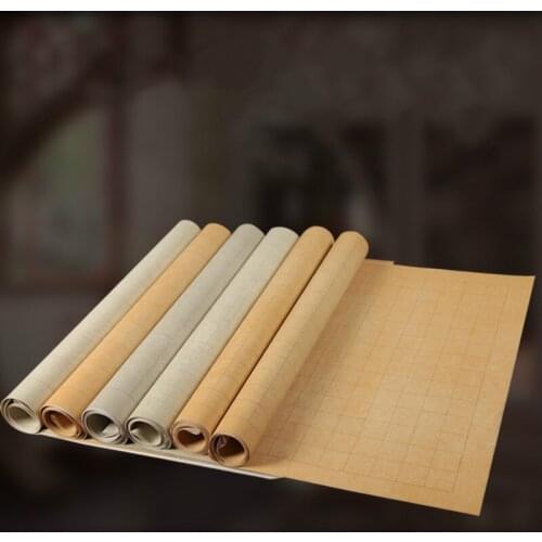 5sheets/1ot Chinese Half Ripe Xuan Paper Retro Calligraphy Paper with Grids Chinese Batik Brush Calligraphy Special Paper