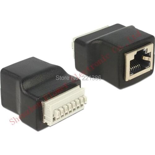 5pcs free shipping RJ45 to Spring Terminal Adaptor RJ45 female to 8 Pin connector RJ45 splitter