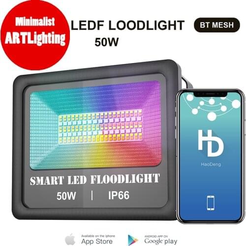 50W Smart WiFi Outdoor LED Flood Lights Work With Alexa Google Home Multicolor RGB Reflector LED Waterproof Wall Washer Light