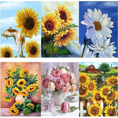 5D Diamond Painting Cross Stitch Full Drill Diamond Embroidery Kit Floral Printed DIY Art Pastoral Home Decoration Wall Art
