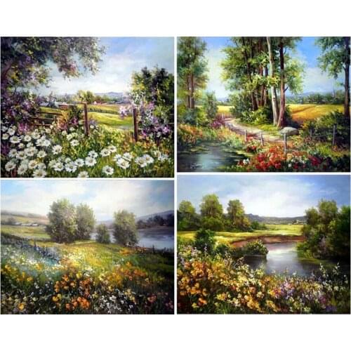 5D Full DIY Diamond Painting Kits Cube Full Square Drill Rhinestone Cross Stitch Kits Diamond Mosaic Needlework Landscape Woods