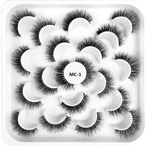 7Pairs 3d Mink Dramatic Volume Lashes Bulk Faux Thick Long Wispy Natural Mink Lashes Pack Short Wholesales Natural False lashes