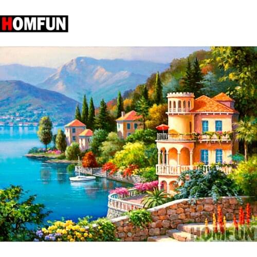 HOMFUN Full Square/Round Drill 5D DIY Diamond Painting "House landscape" Embroidery Cross Stitch 5D Home Decor Gift A16962