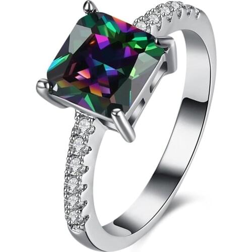 Bettyue Fashion Hot Sale Charm Luxury Multicolor Square Shape AAA Zircon Wholesale Jewelry Rings For Woman Wedding Party Gifts