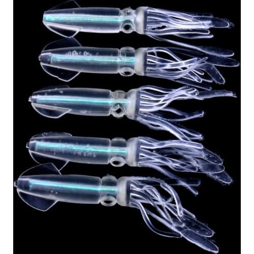 Big Sale 50pcs/10pack Squid Soft Bait With Color Tube Rubber Silicon Wobblers Tackle Luminous Artificial Fishing Lure 10cm 8g