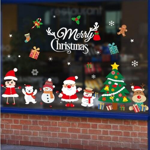 Large Merry Christmas Wall Stickers Window Glass Stickers Christmas Decorations For Home Christmas Ornaments Xmas New Year 2021