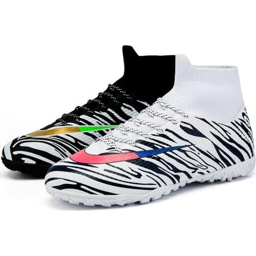 Boots New Designs Tf Soccer Men Professional High Top Socks Football Shoes Indoor Futsal Football Cleats Sneakers Sport Shoe Man