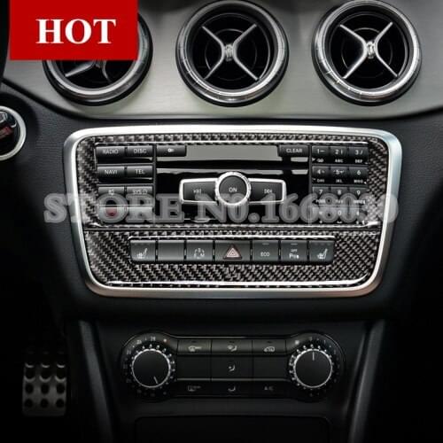 Carbon Fiber Center Console CD Panel Cover 2pcs For Benz A Class W176 2013 -2018 Car accesories interior Car Trim