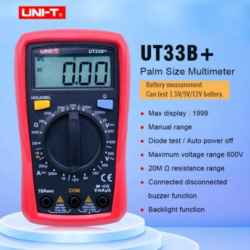 UNI-T UT33B+ Digital Multimeter LCD AC DC voltage 600V Hanheld resistance tester Non contact Ammeter testing