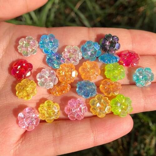 10x4mm AB Color Plated Acrylic Flower Petals Spacer Loose Beads For Jewelry Making DIY Children Bracelets Necklaces 100pcs