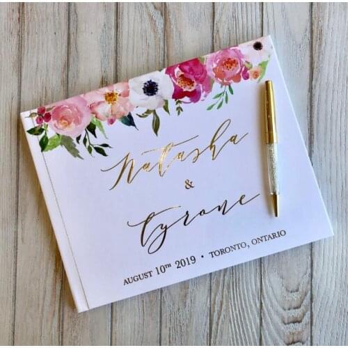 Floral Wedding Guest Book wedding Guestbook Wedding Album Custom Guest Book Landscape Horizontal With Flowers photo books albums