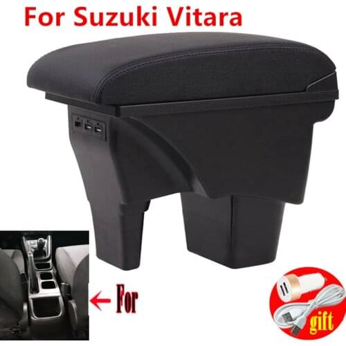 For Suzuki Vitara Armrest box central storage box car accessories Car Armrests with USB LED light Easy to install