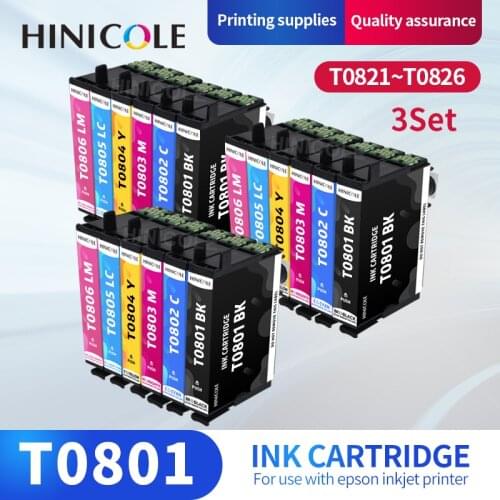 HINICOLE T0801 Ink Cartridge Compatible For Epson Stylus Photo P50 T59 R265 270 285 290 360 RX560 585 610 650 685 PX650W Printer