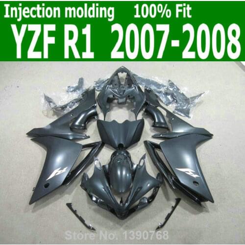 ABS body kits For YAMAHA YZF R1 07 2007 08 ( Pure Black ) high quality Injection fairing kit CQ47