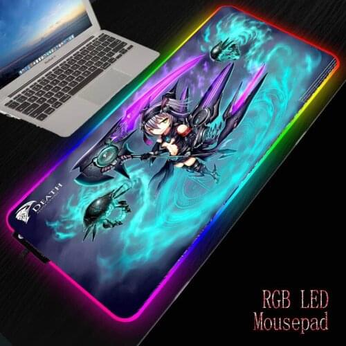 MRGBEST Anime Girl Computer Gaming Mause Large RGB Mouse Pad XXL 7 Colors Backlit Desk Non-slip Rubber Mat with Lockedge