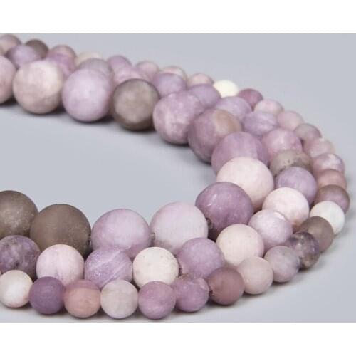 Natural Stone Frosted Purple Lilac Granite Charm Round Loose Beads For Jewelry Making Needlework Bracelet Diy Strand 4-12 MM Diy