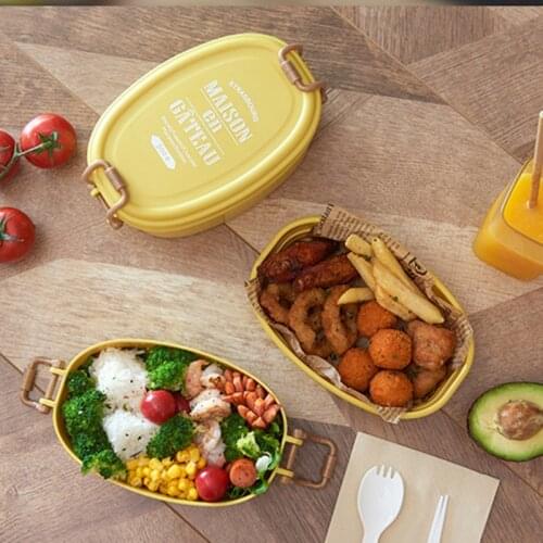 Japanese Style Lunch Box For Kids School Children Plastic Storage Container Picnic Bento Box Double Food Packaging