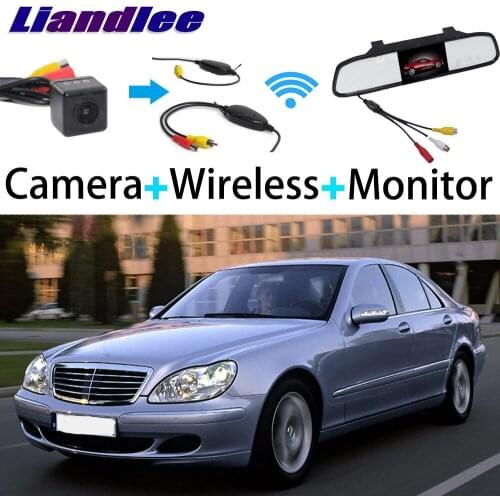 Liandlee 3in1 Wireless Receiver Mirror Monitor Special Rear View Camera For Mercedes Benz S280 S320 S350 S400 S430 S500 S600 S55
