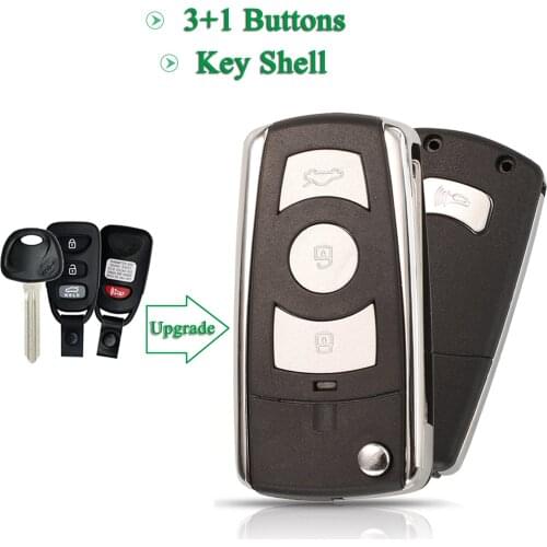 Bilchave 3+1Button Modified For Kia Hyundai Elantra Sonata Genesis Santa Fe Accent Coupe Tucson FOB Remote Key Shell Right Blade