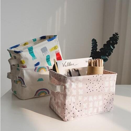 Fashion Modern Cotton Basket Organizer Linen Desktop Storage Organizer Sundries Storage Box Cabinet Underwear Storage Basket