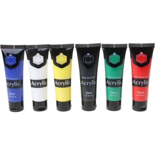 6 Colors 30ml Professional Acrylic Paint Set Drawing Painting Pigment Wall Hand-painted for Kids DIY