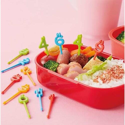 12PCS Numerals Fruit Dessert Fork Set Mini Cartoon Children Snack Cake Dessert Pick For Kids Toothpick Bento Lunches Party Decor