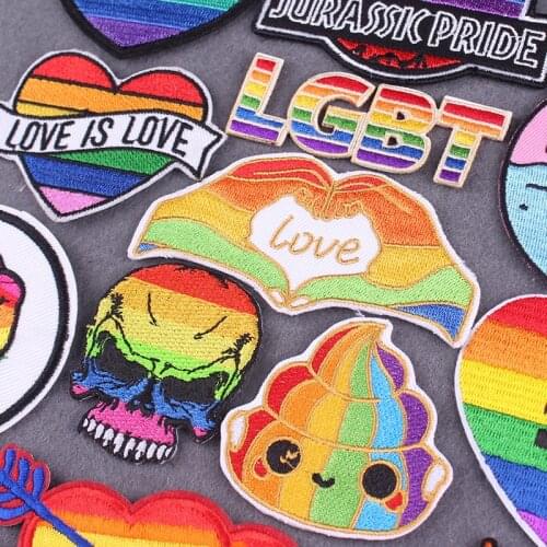 DIY Iron On Patch LGBT Patches On Clothes Gay Pride Badge Embroidery Patch On Clothing Rainbow Flag Patches For Clothing Stripes