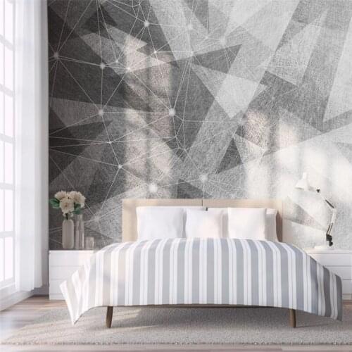 Custom Mural Wallpaper Modern Minimalist Black And White Abstract Geometric Line Sofa Background Wall Painting